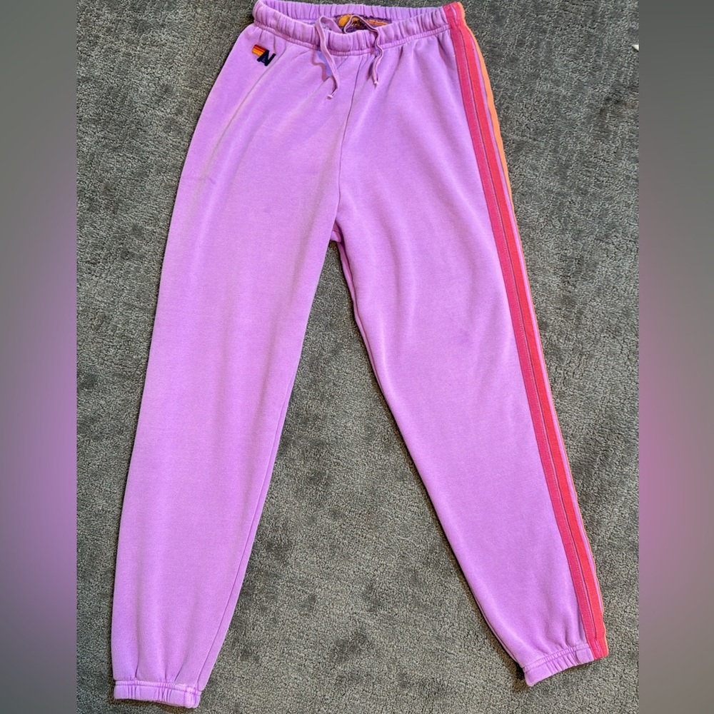 5 STRIPE SWEATPANTS - MAUVE // MAGENTA ORANGE